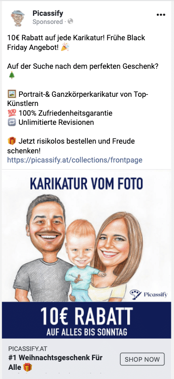 picassify facebook ad example